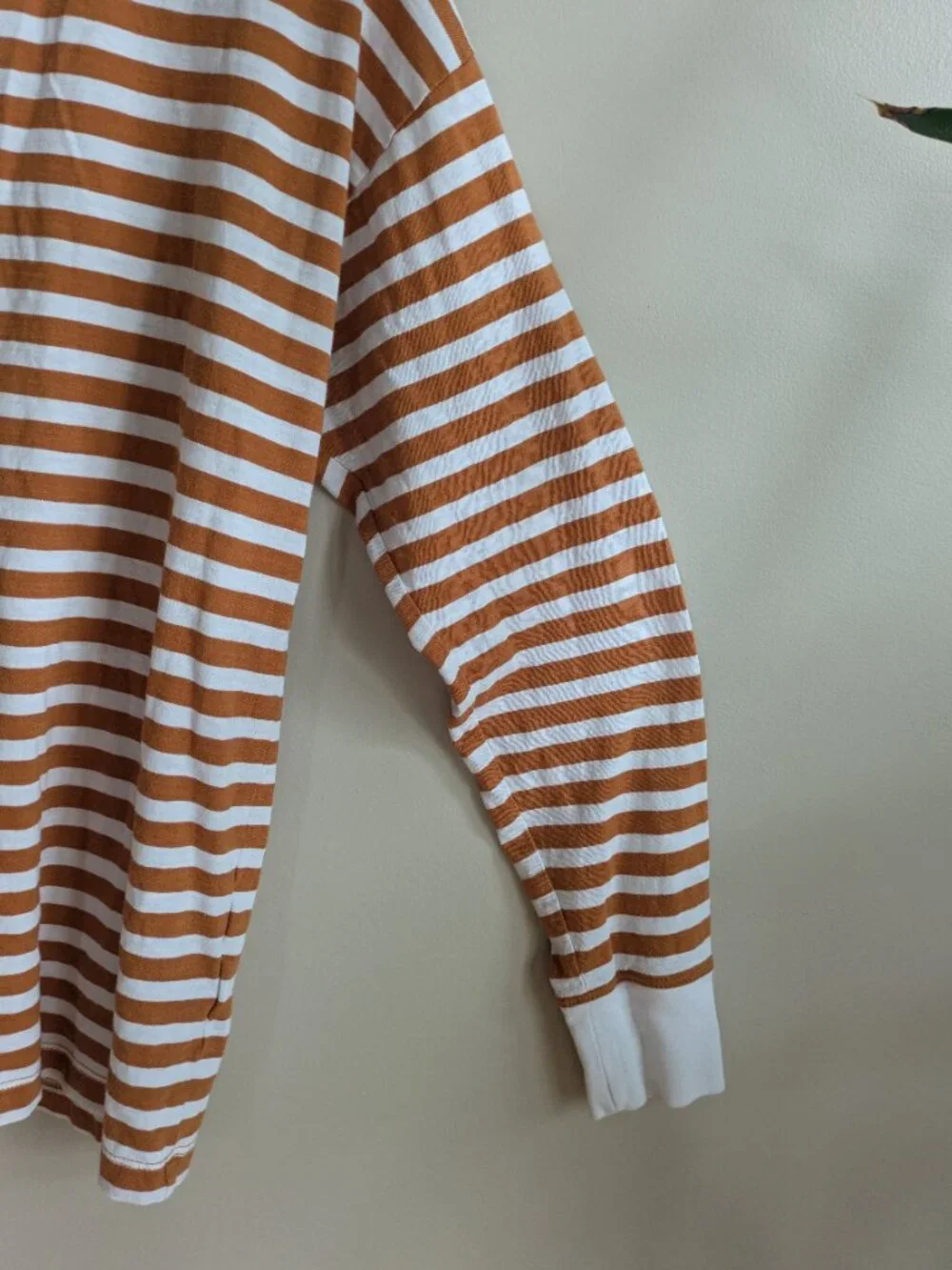 j. crew striped long sleeve tee rust orange white crewneck top size S #735